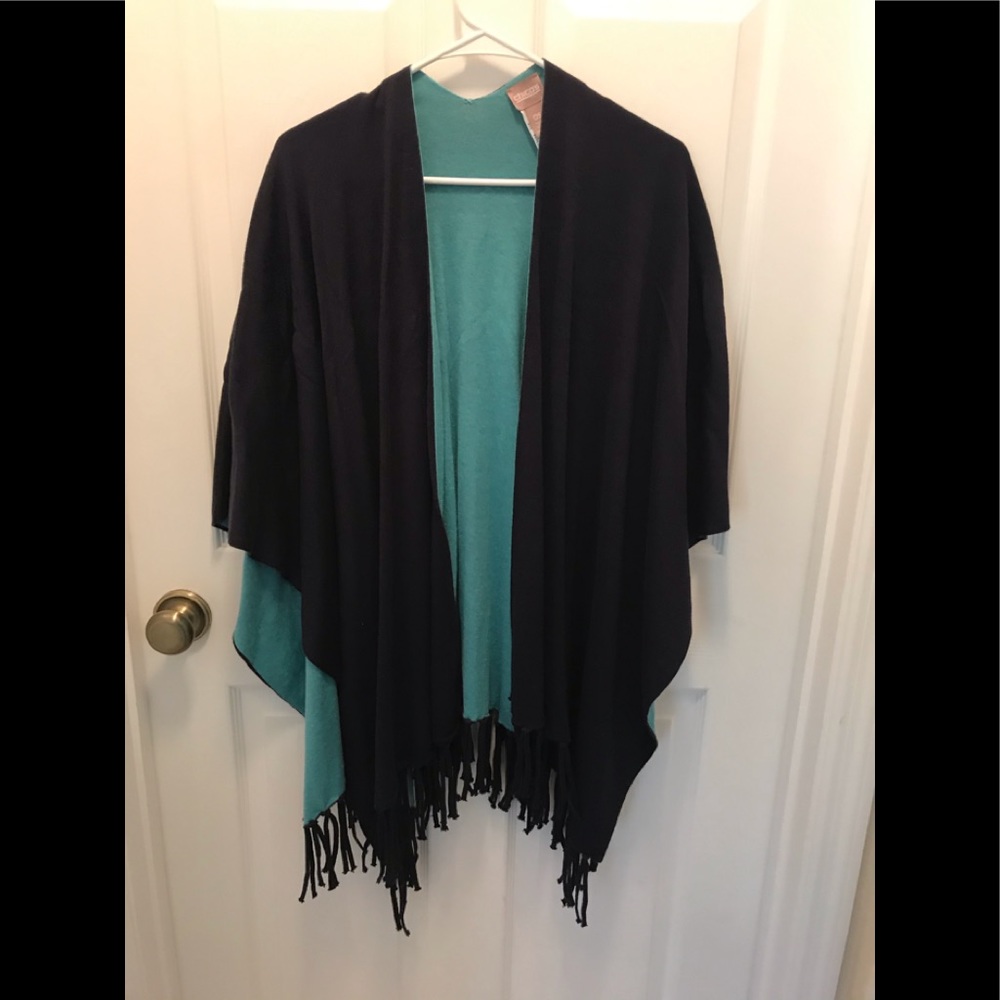 Chico’s One Size Blue & Aqua Poncho Cotton Blend